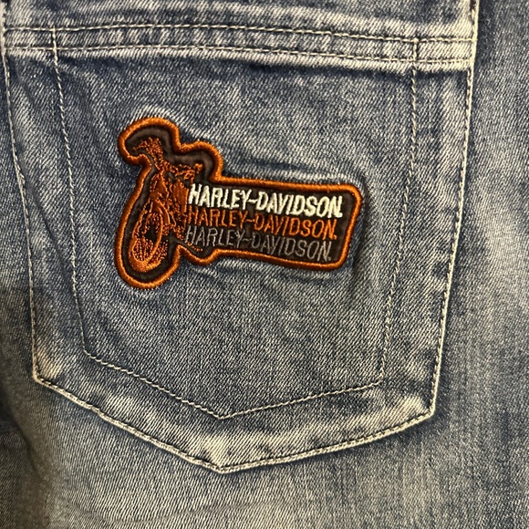 Vintage Harley-Davidson flare Blue Denim overalls - Picture 6 of 9